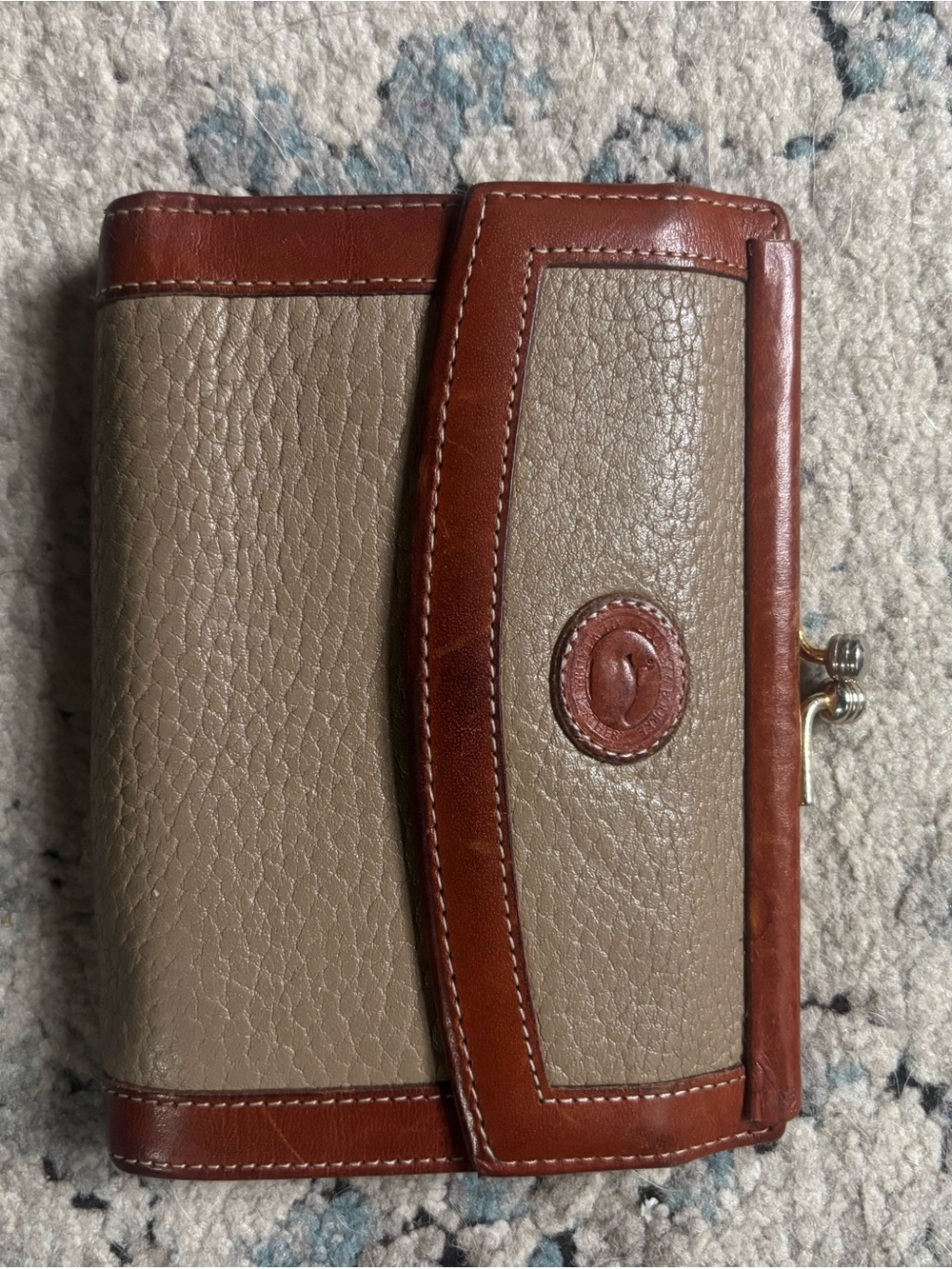 Leather Bifold Wallet in Taupe and Chestnut Brown